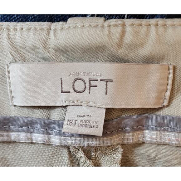 Ann Taylor LOFT Women’s Khaki Wide Leg Trousers Size 18T Tall Lightweight Chinos - Picture 12 of 13